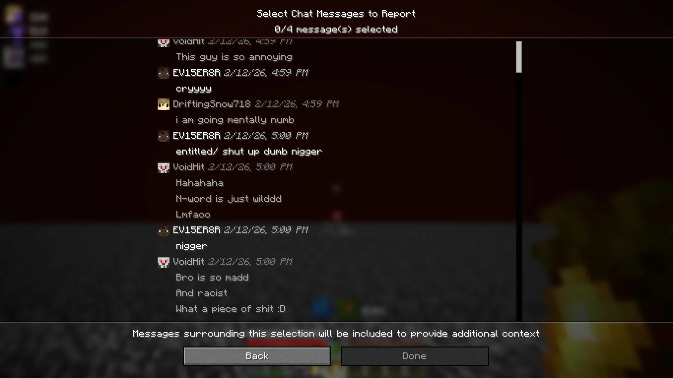 EV15ER8R using slurs in game chat