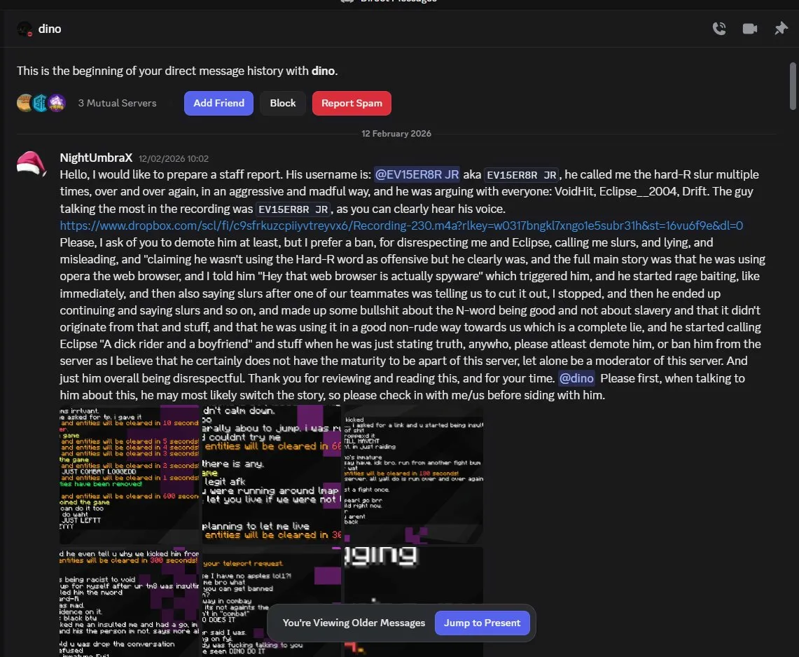 VoidHit's formal staff report to Dino